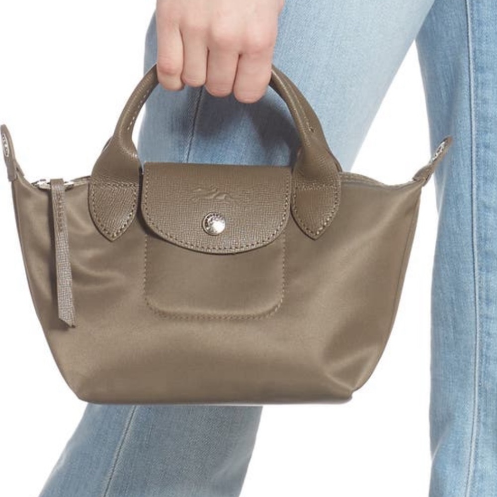 BNWT Longchamp Le Pliage Neo Nylon Extra Small Taupe Bag - Picture 2 of 9